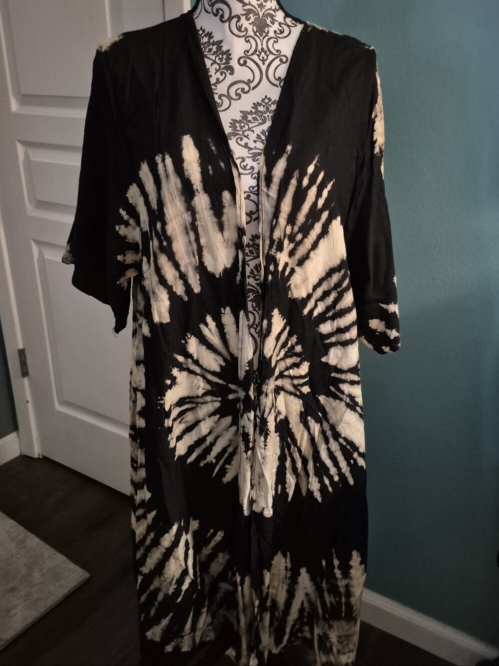 Katmandu Black Tie-Dye Kimono- Casual Open Front